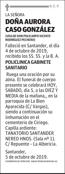 DOÑA AURORA CASO GONZALEZ