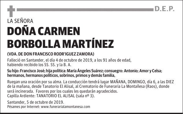 DOÑA CARMEN BORBOLLA MARTÍNEZ