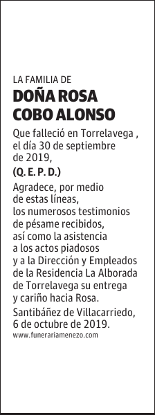 DOÑA ROSA COBO ALONSO