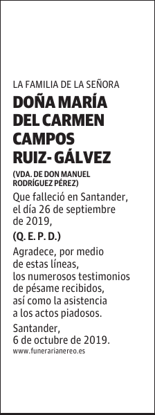 DOÑA MARÍA DEL CARMEN CAMPOS RUIZ- GÁLVEZ