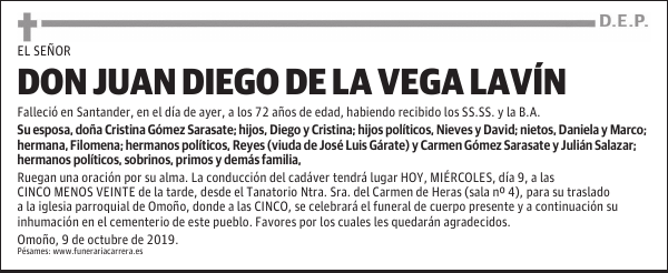 DON JUAN DIEGO DE LA VEGA LAVÍN