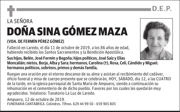 DOÑA SINA GÓMEZ MAZA