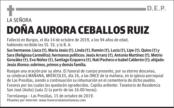 DOÑA AURORA CEBALLOS RUIZ
