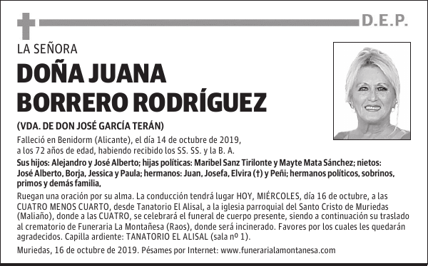 DOÑA JUANA BORRERO RODRÍGUEZ