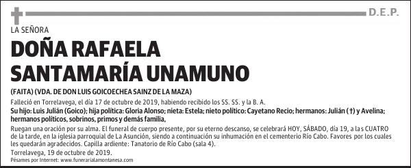 DOÑA RAFAELA SANTAMARÍA UNAMUNO