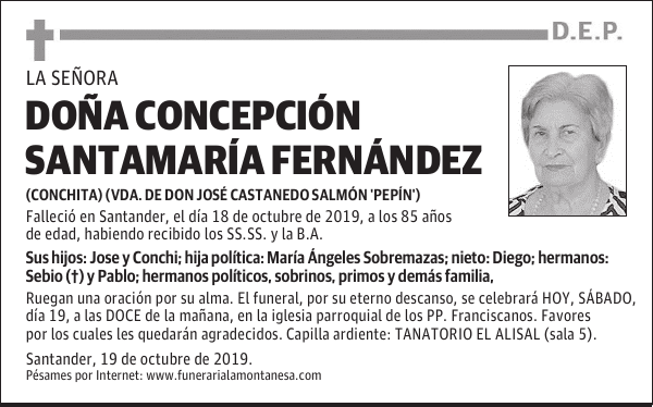 DOÑA CONCEPCIÓN SANTAMARÍA FERNÁNDEZ