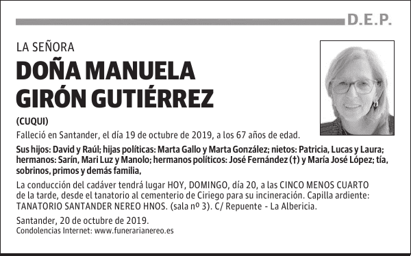 DOÑA MANUELA GIRÓN GUTIÉRREZ