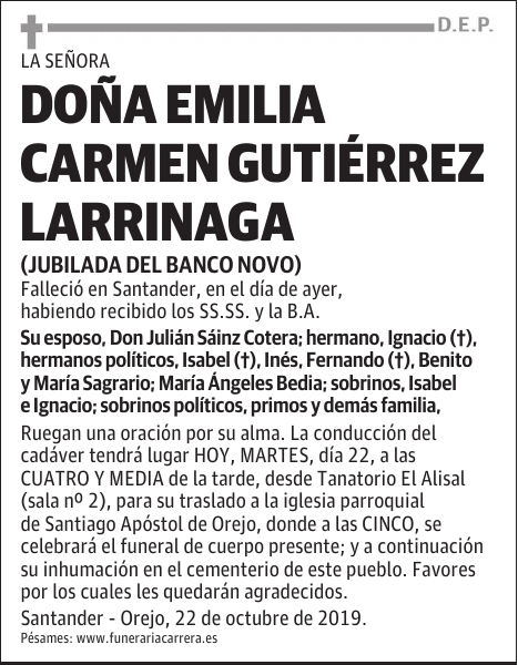 DOÑA EMILIA CARMEN GUTIÉRREZ LARRINAGA