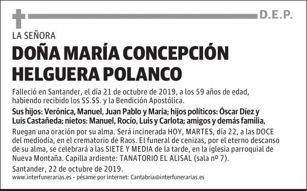 DOÑA MARÍA CONCEPCIÓN HELGUERA POLANCO