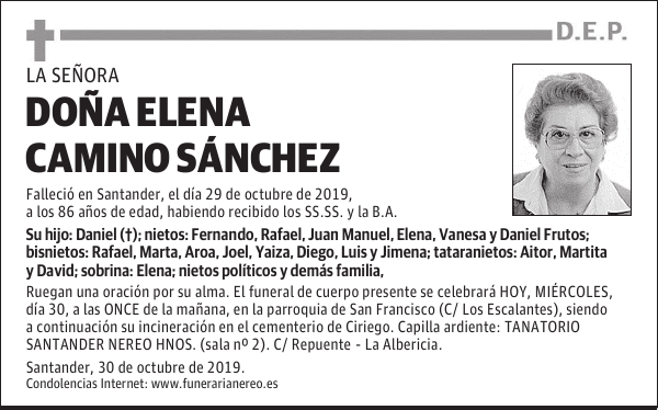 DOÑA ELENA CAMINO SÁNCHEZ