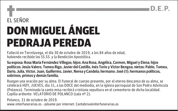 DON MIGUEL ÁNGEL PEDRAJA PEREDA