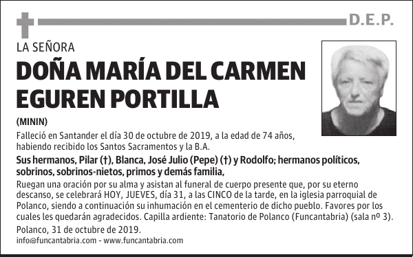 DOÑA Mª DEL CARMEN EGUREN PORTILLA
