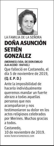 DOÑA ASUNCIÓN SETIÉN GONZÁLEZ