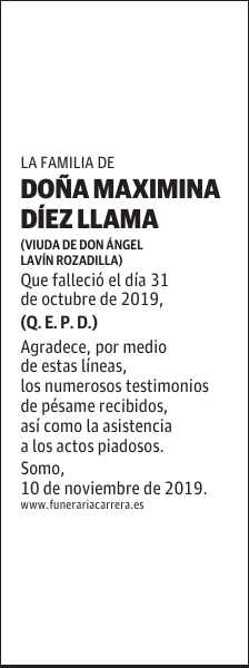DOÑA MAXIMINA DÍEZ LLAMA