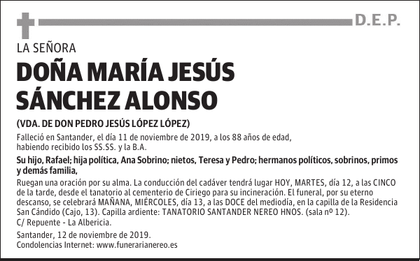 DOÑA MARÍA JESÚS SÁNCHEZ ALONSO