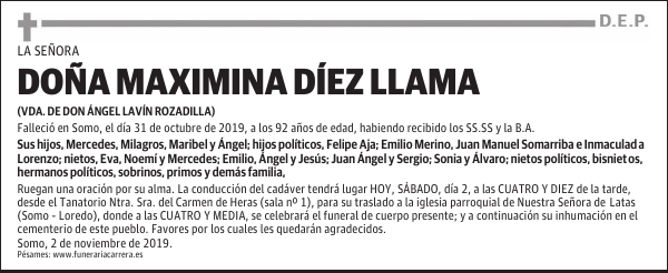 DOÑA MAXIMINA DÍEZ LLAMA