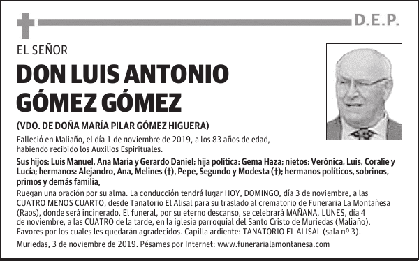 DON LUIS ANTONIO GÓMEZ GÓMEZ