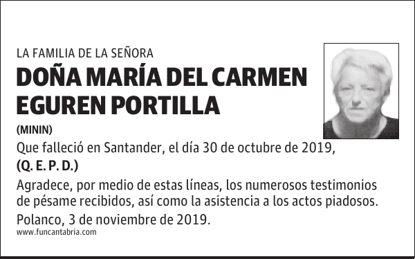 DOÑA MARÍA DEL CARMEN EGUREN PORTILLA