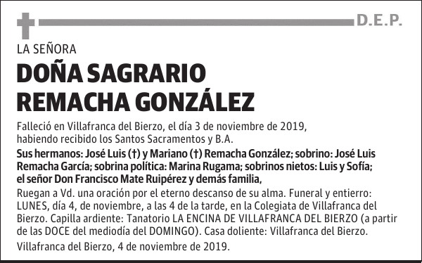 DOÑA SAGRARIO REMACHA GONZÁLEZ