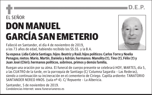 DON MANUEL GARCÍA SAN EMETERIO