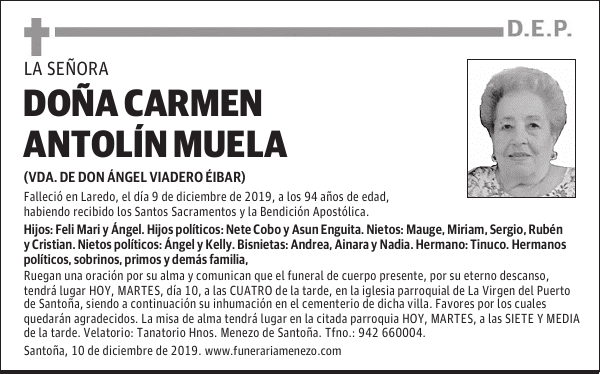 DOÑA CARMEN ANTOLÍN MUELA