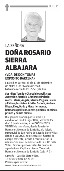 DOÑA ROSARIO SIERRA ALBAJARA