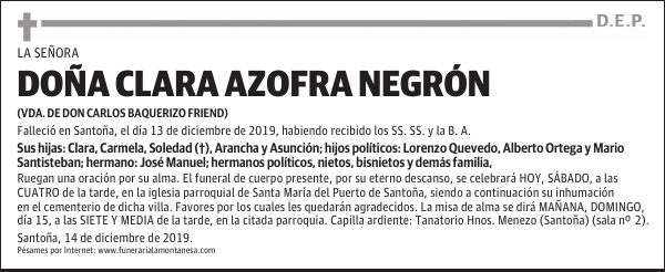 DOÑA CLARA AZOFRA NEGRÓN