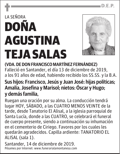 DOÑA AGUSTINA TEJA SALAS