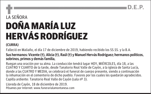 DOÑA MARÍA LUZ HERVÁS RODRÍGUEZ