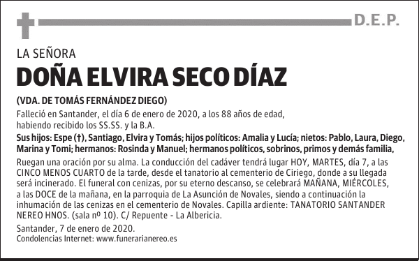 DOÑA ELVIRA SECO DÍAZ