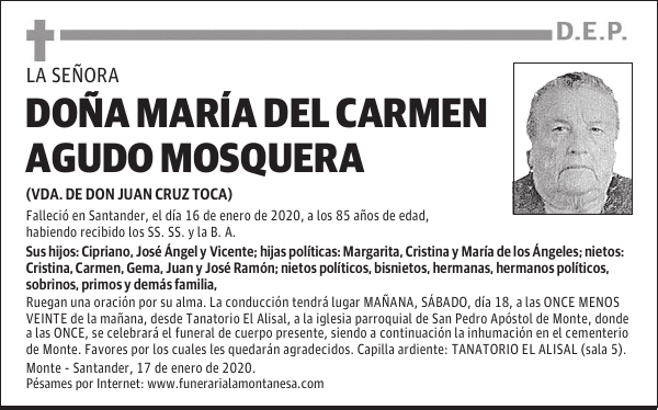 DOÑA MARÍA DEL CARMEN AGUDO MOSQUERA