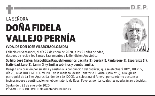 DOÑA FIDELA VALLEJO PERNÍA