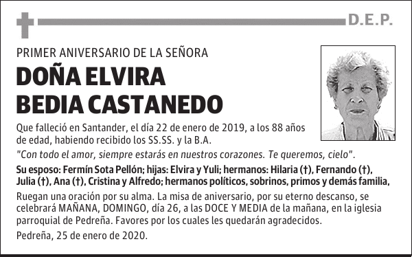 DOÑA ELVIRA BEDIA CASTANEDO