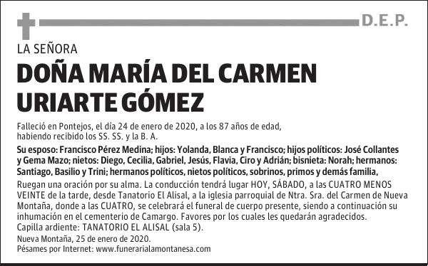 DOÑA MARÍA DEL CARMEN URIARTE GÓMEZ