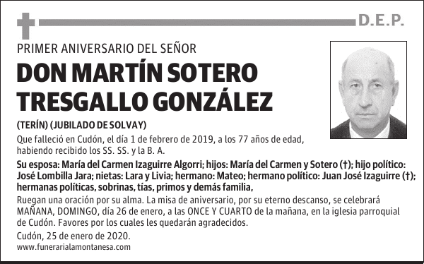 DON MARTÍN SOTERO TRESGALLO GONZÁLEZ