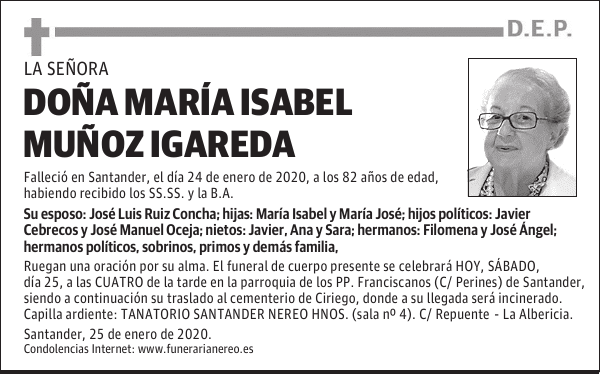 DOÑA MARÍA ISABEL MUÑOZ IGAREDA