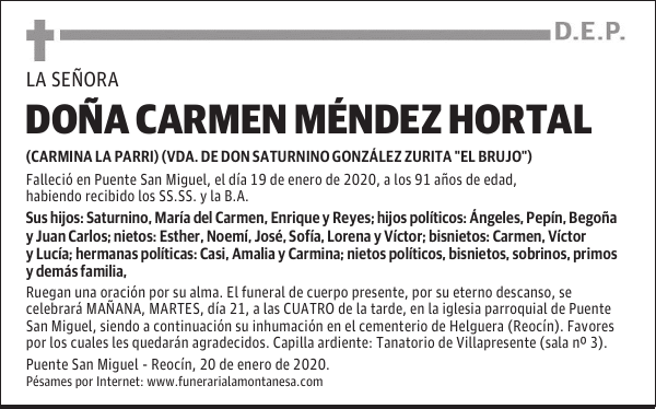 DOÑA CARMEN MÉNDEZ HORTAL