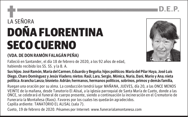 DOÑA FLORENTINA SECO CUERNO