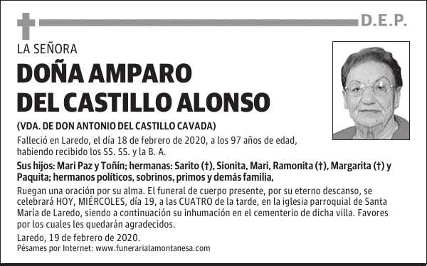 DOÑA AMPARO DEL CASTILLO ALONSO