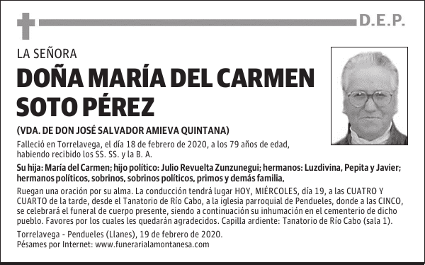 DOÑA MARÍA DEL CARMEN SOTO PÉREZ