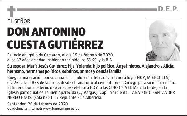 DON ANTONINO CUESTA GUTIÉRREZ