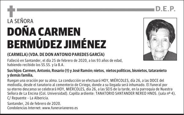DOÑA CARMEN BERMÚDEZ JIMÉNEZ