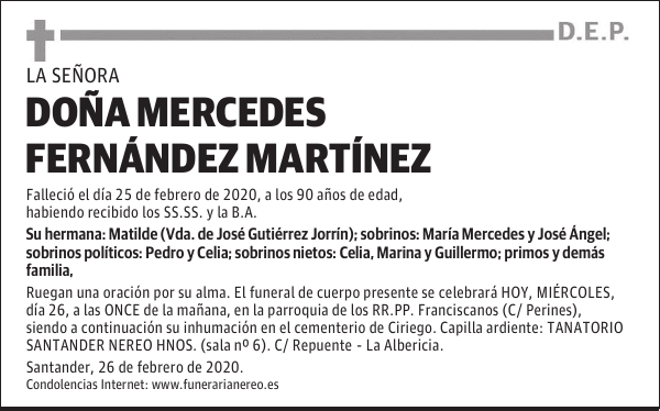 DOÑA MERCEDES FERNÁNDEZ MARTÍNEZ