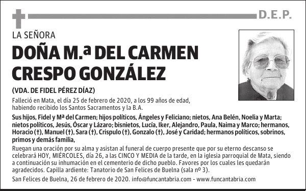 DOÑA M.ª DEL CARMEN CRESPO GONZÁLEZ