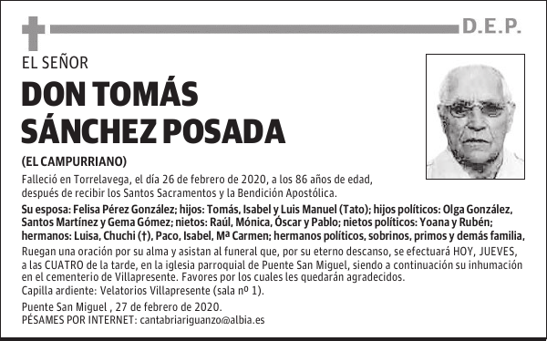 DON TOMÁS SÁNCHEZ POSADA