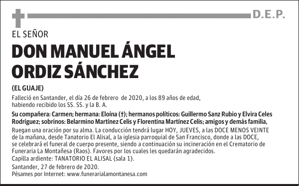 DON MANUEL ÁNGEL ORDIZ SÁNCHEZ