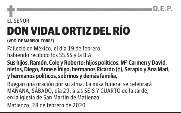 DON VIDAL ORTIZ DEL RÍO