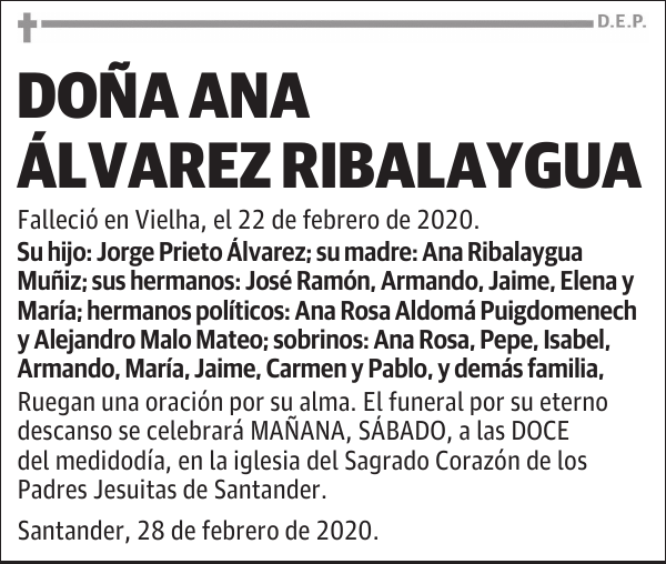 DOÑA ANA ÁLVAREZ RIBALAYGUA