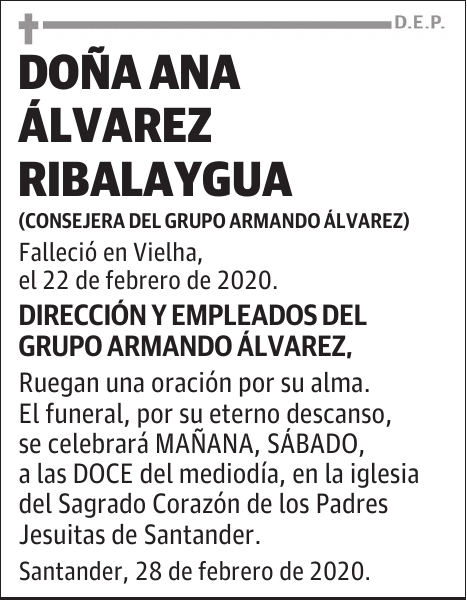 DOÑA ANA ÁLVAREZ RIBALAYGUA