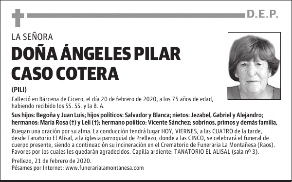 DOÑA ÁNGELES PILAR CASO COTERA